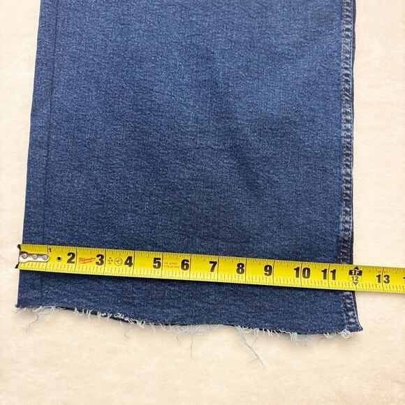 mango MNG Catherine Raw Hem High Waist Wide Leg Culotte Jeans Size 18 Dark Blue - Picture 15 of 15